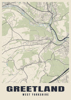 Street map poster of Greetland, West Yorkshire