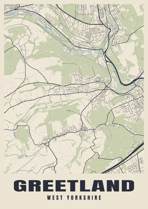 Greetland Street Map Poster