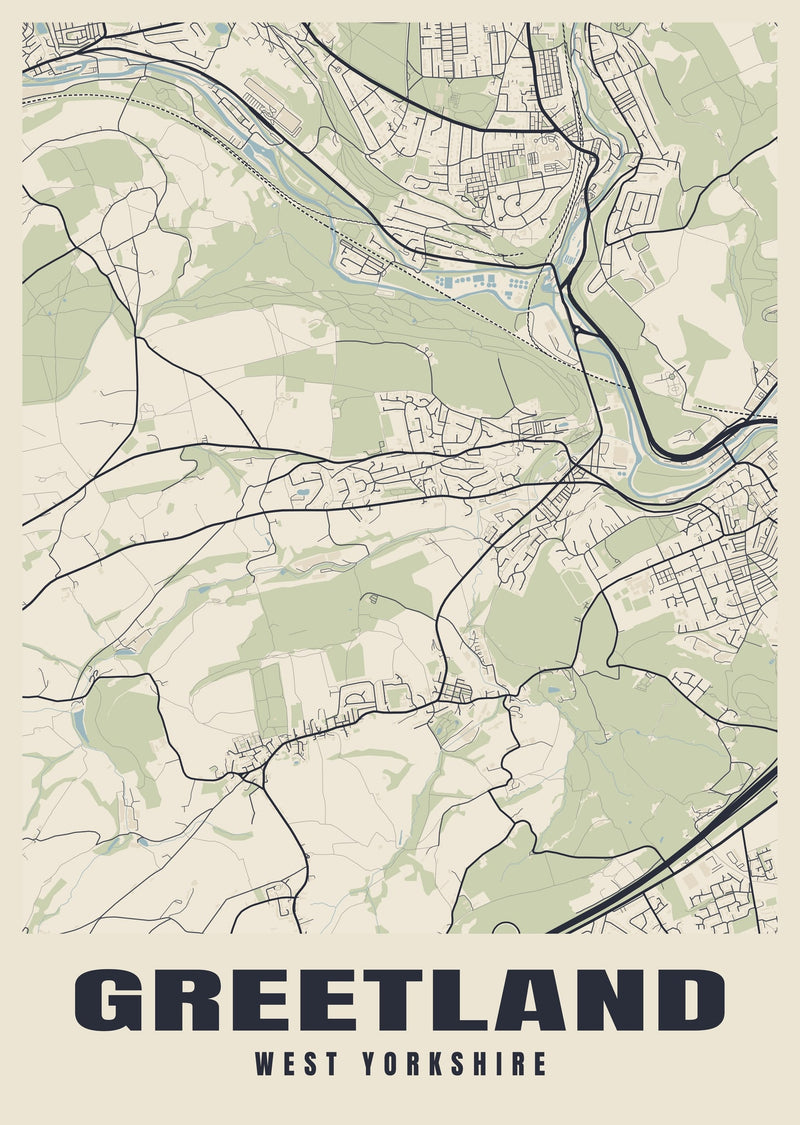 Greetland Street Map Poster