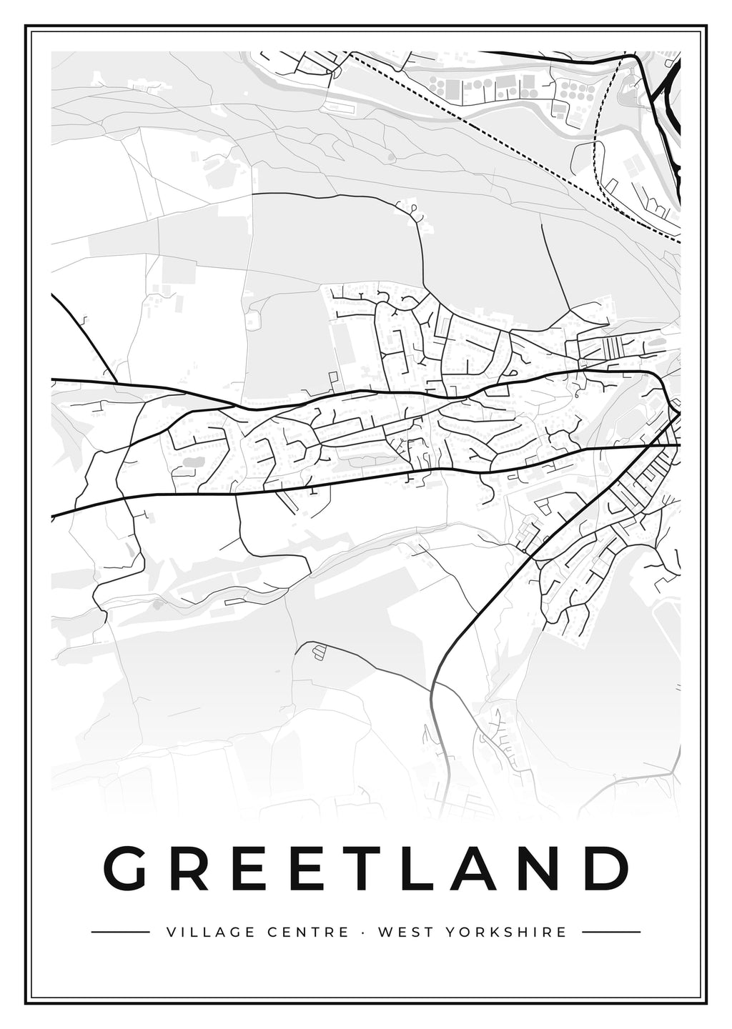 Street map poster of Greetland village centre, West Yorkshire