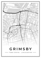 Street map poster of Grimsby town centre, Lincolnshire