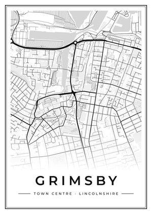 Grimsby Town Centre Street Map Poster
