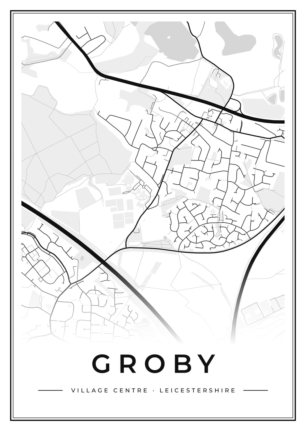 Groby Village Centre Street Map Poster