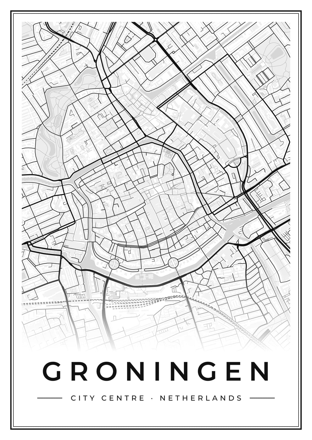 Street map poster of Groningen city centre