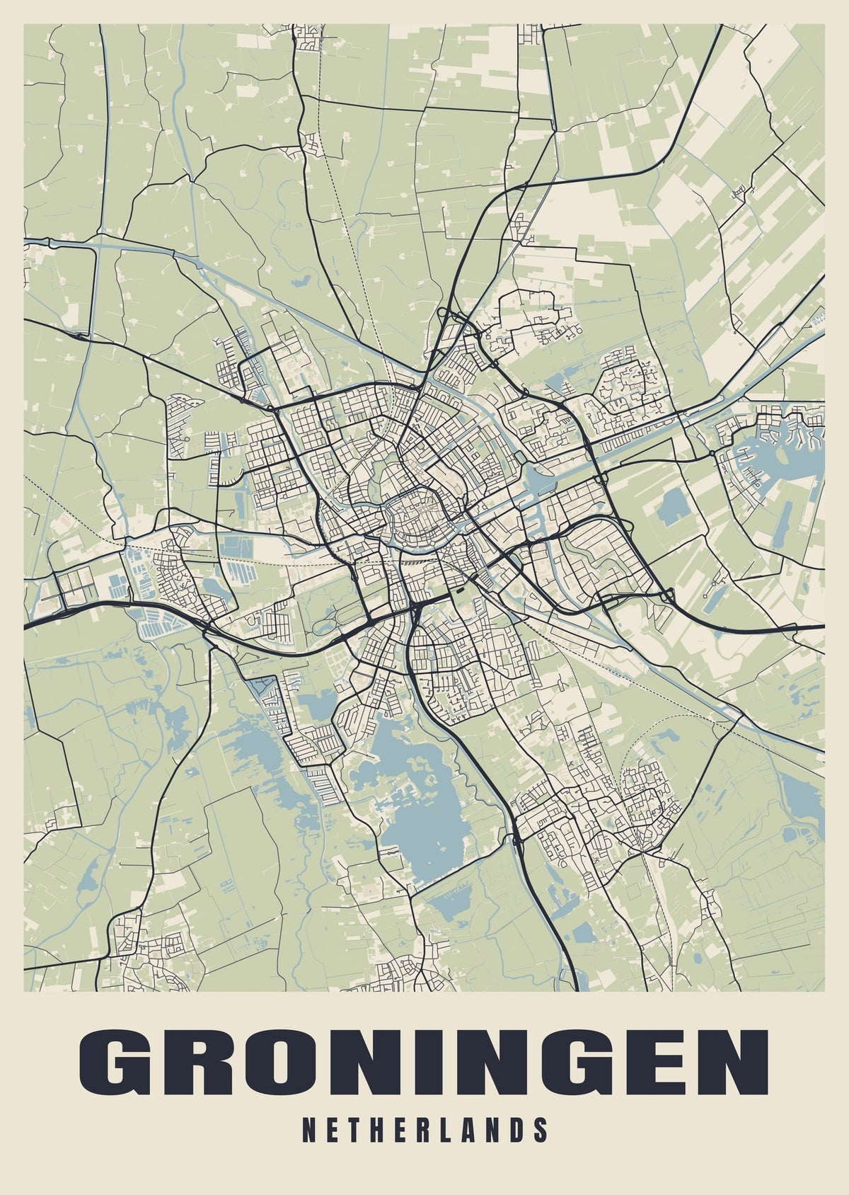 Street map poster of Groningen