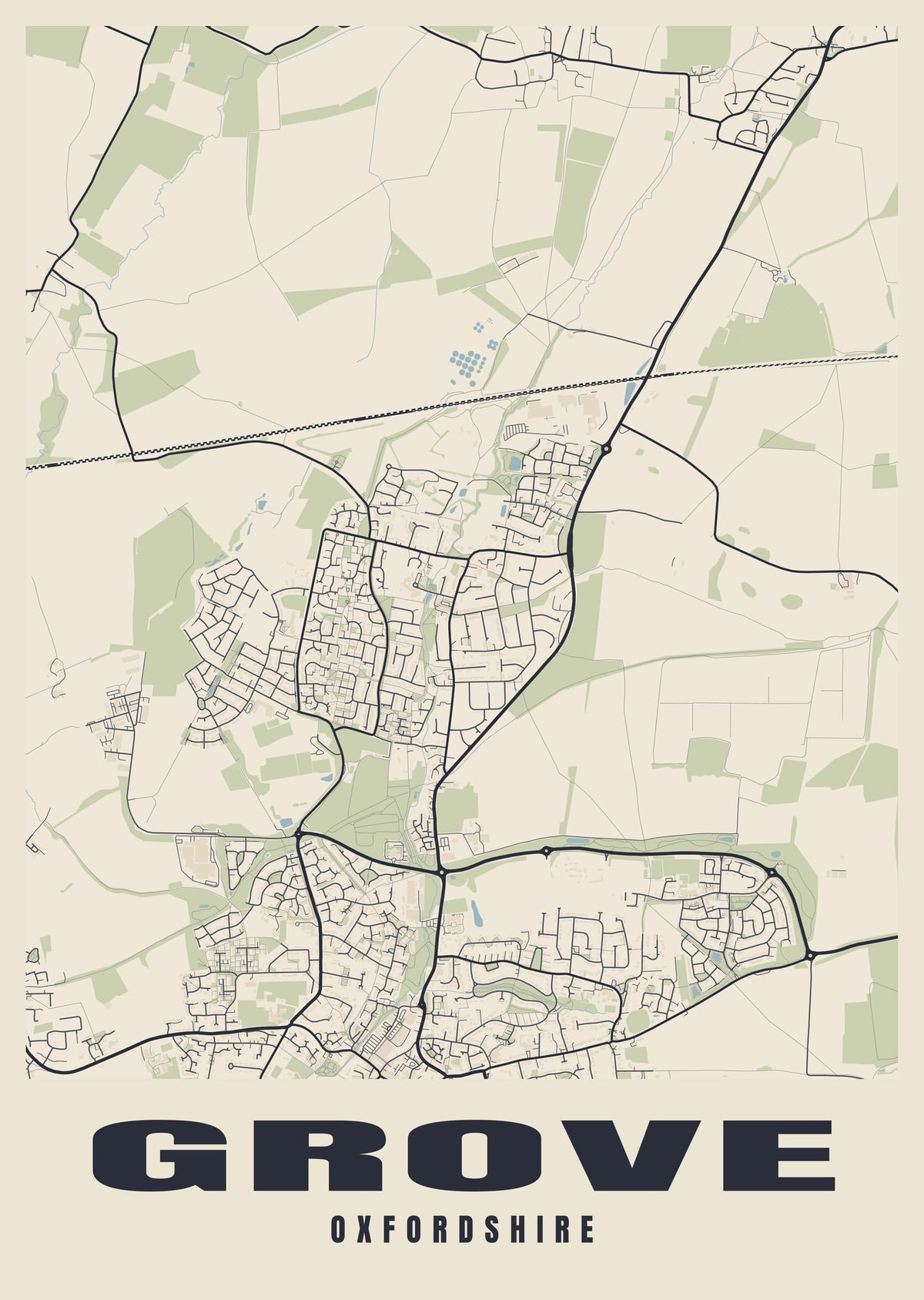 Street map poster of Grove, Oxfordshire