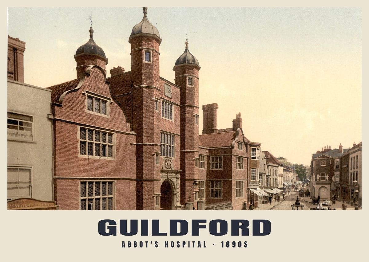 Guildford poster, Abbot's Hospital · 1890s