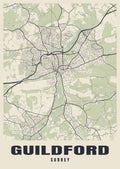 Street map poster of Guildford, Surrey