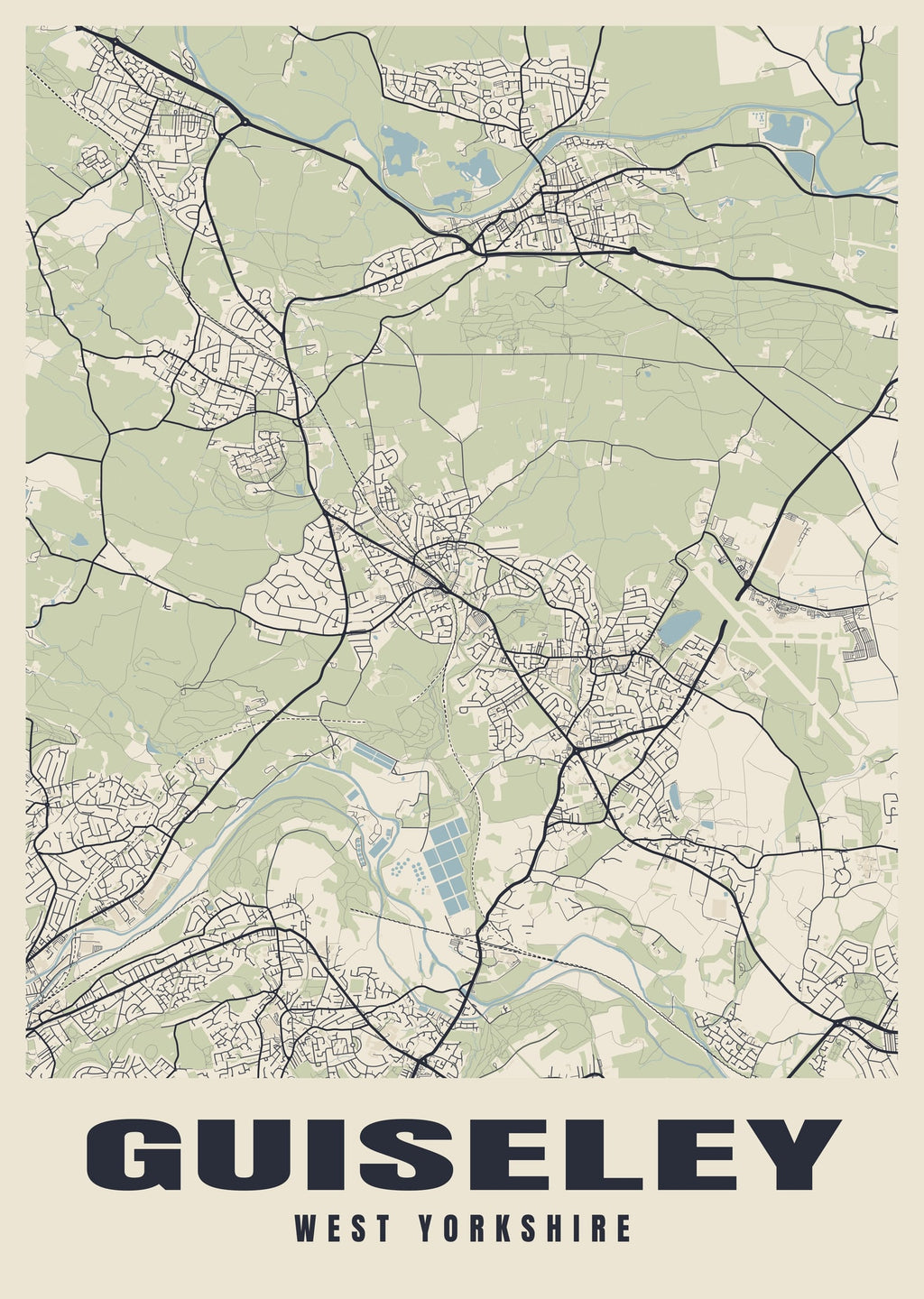 Street map poster of Guiseley, West Yorkshire