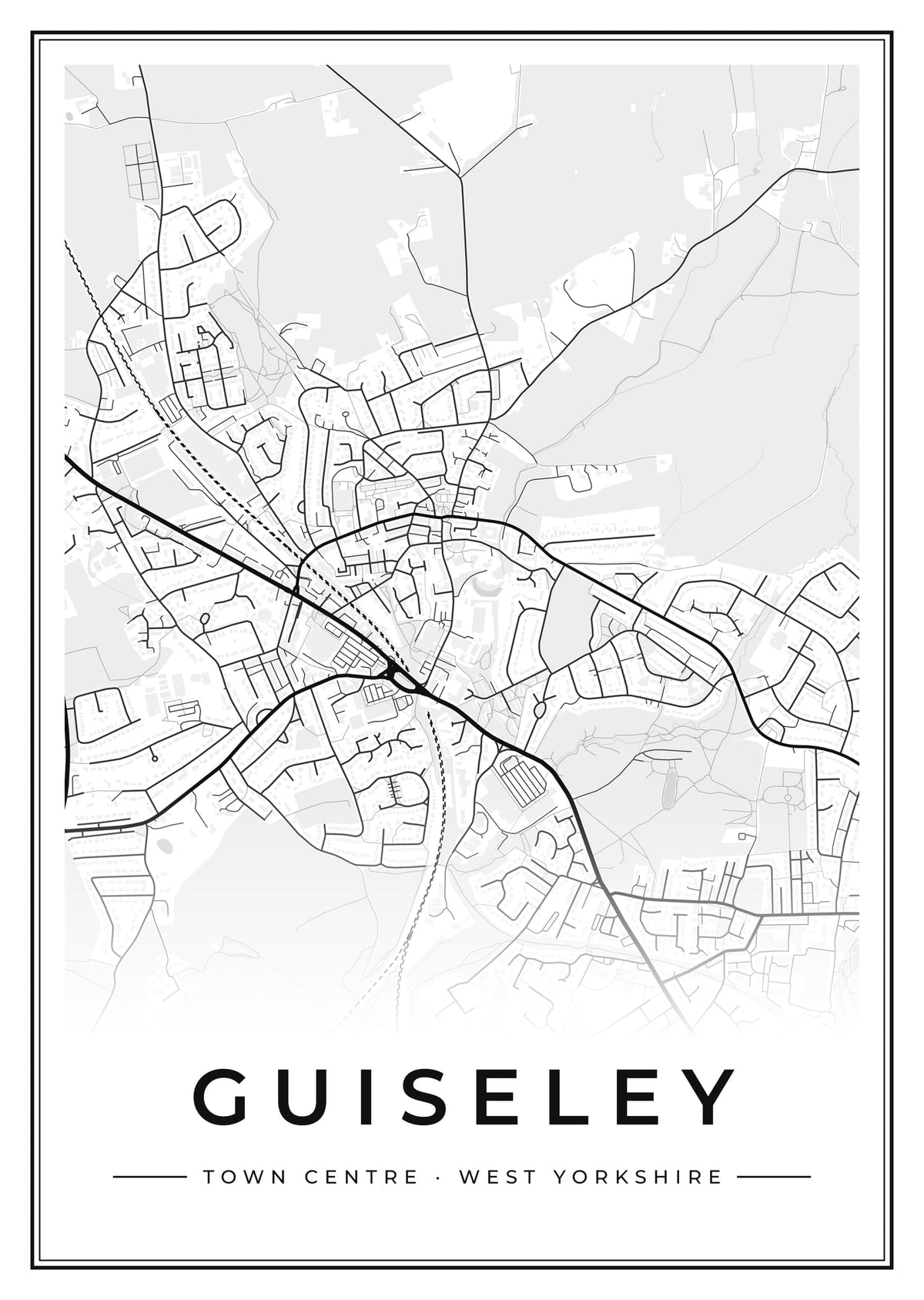 Street map poster of Guiseley town centre, West Yorkshire