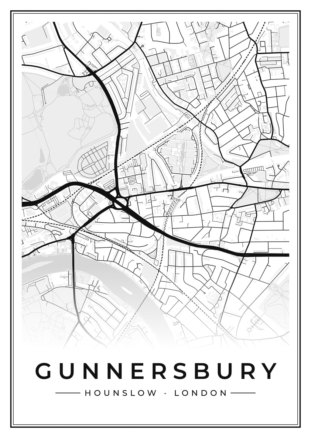 Street map poster of Gunnersbury, Hounslow, London