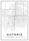 Street map poster of downtown Guthrie, Oklahoma