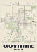 Street map poster of Guthrie, Oklahoma