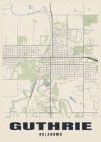 Street map poster of Guthrie, Oklahoma