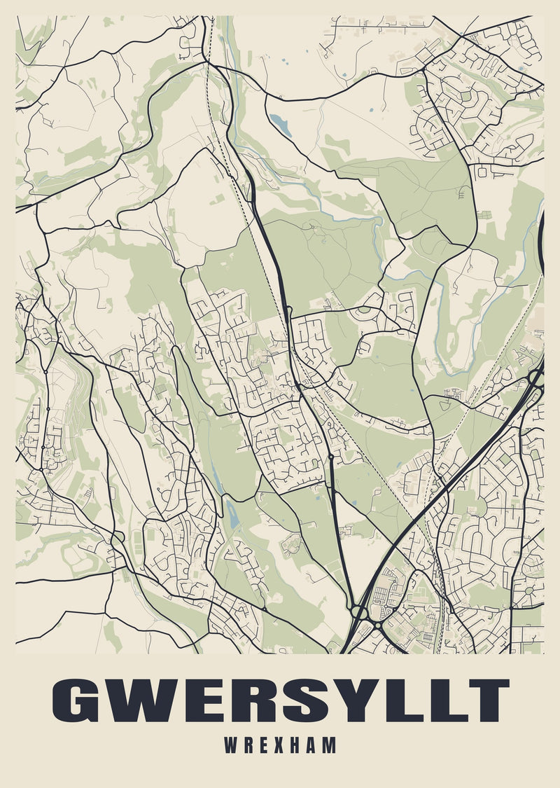 Gwersyllt Street Map Poster