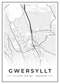 Street map poster of Gwersyllt village centre, Wrexham