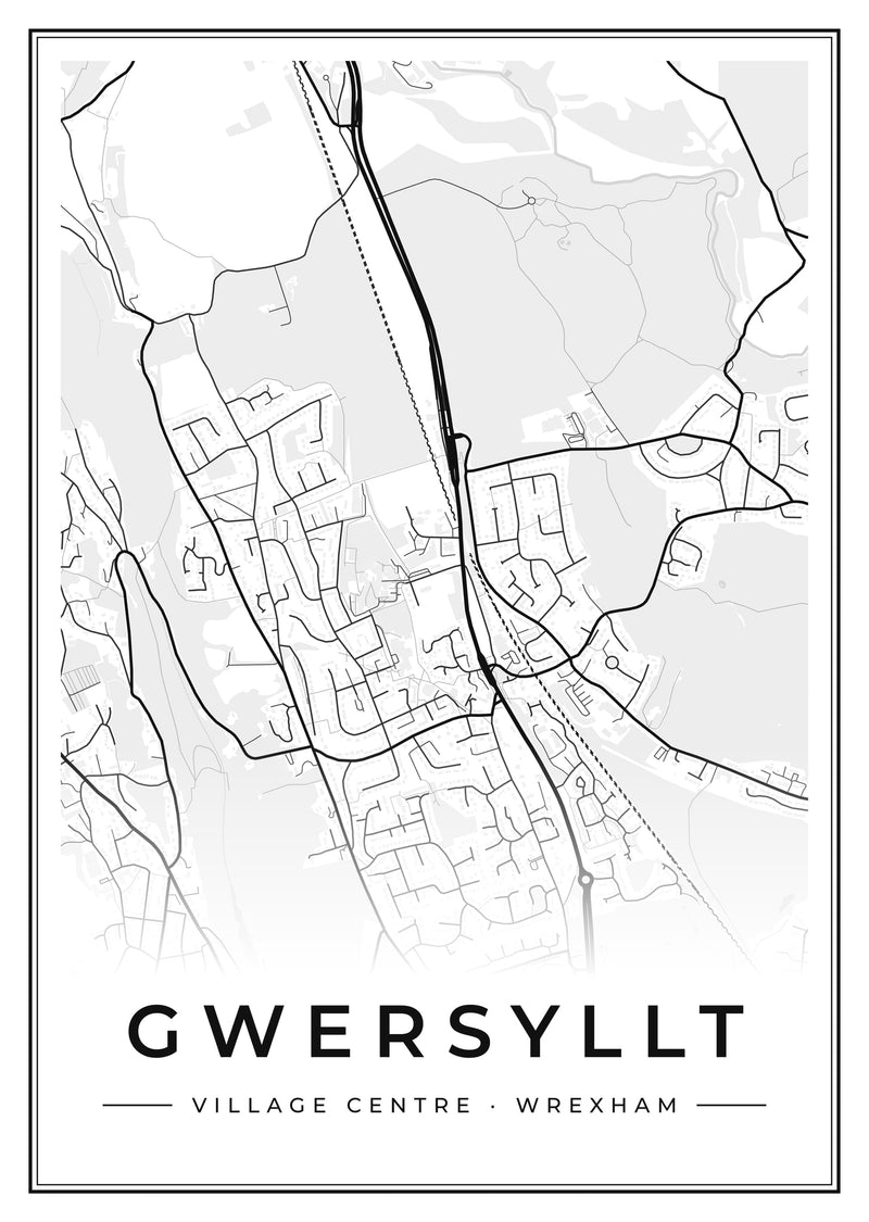 Gwersyllt Village Centre Street Map Poster