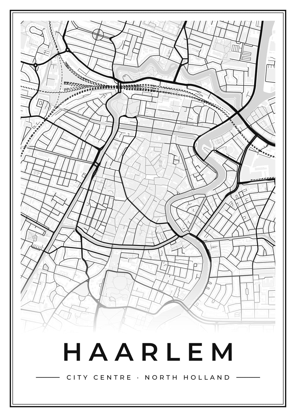 Street map poster of Haarlem city centre, North Holland