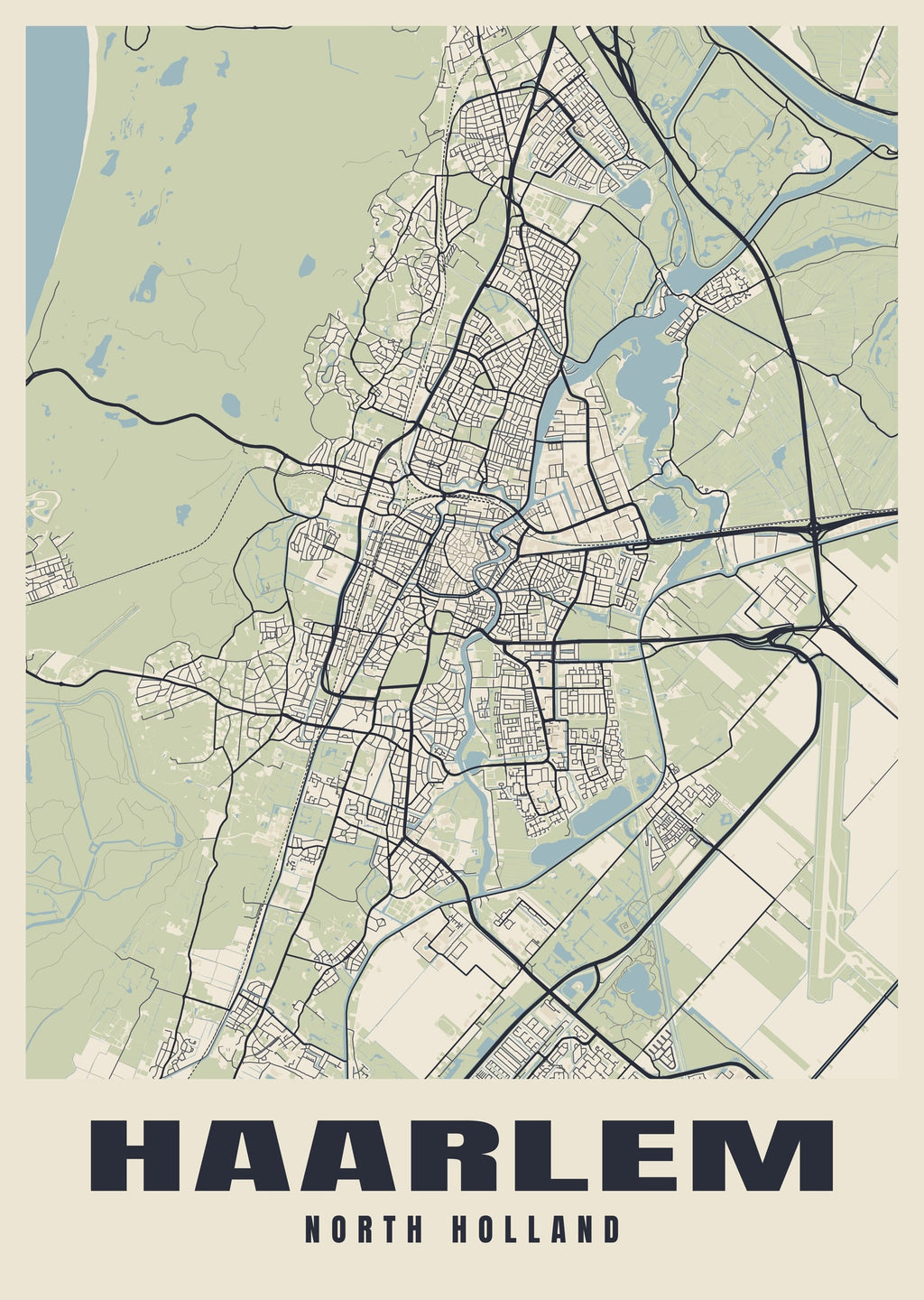 Street map poster of Haarlem, North Holland