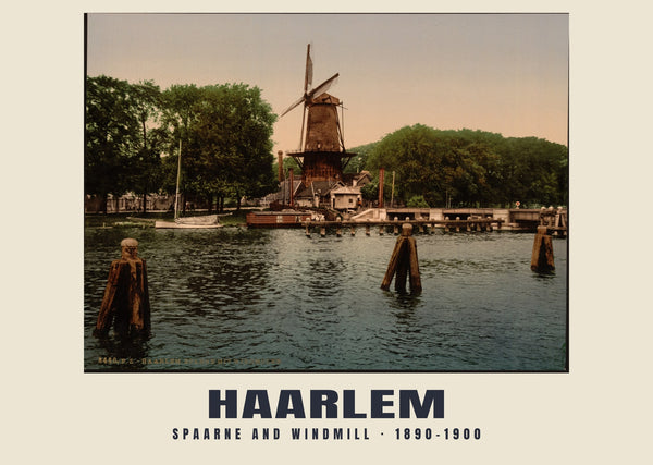 Spaarne und Windmühle, Haarlem — 1890–1900 · Historischer Photochromdruck