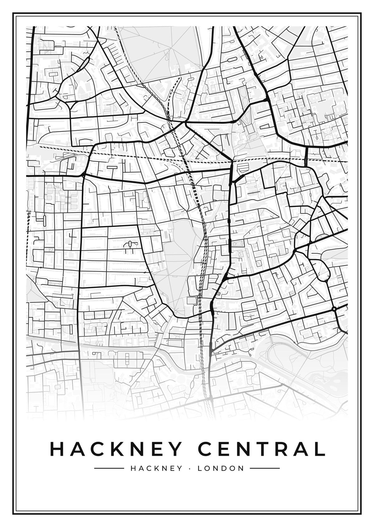 Street map poster of Hackney Central, Hackney, London