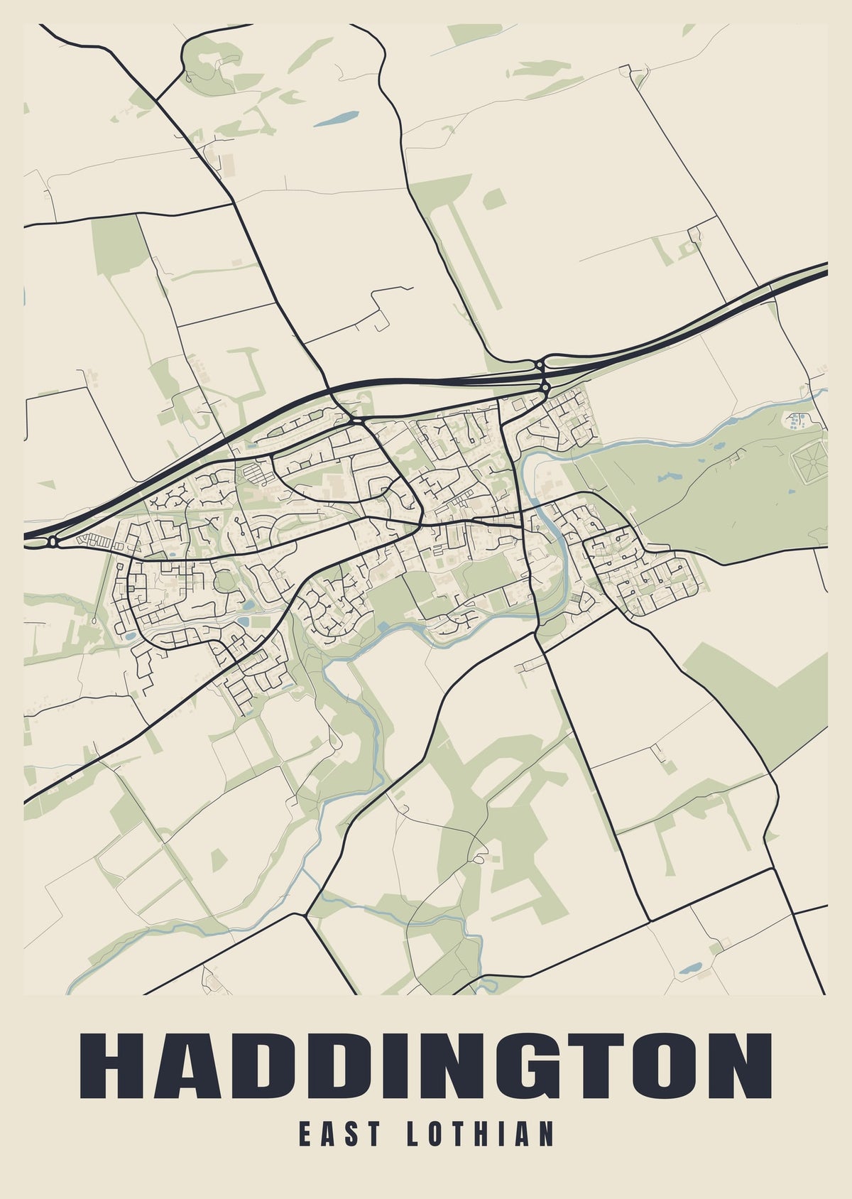 Street map poster of Haddington, East Lothian