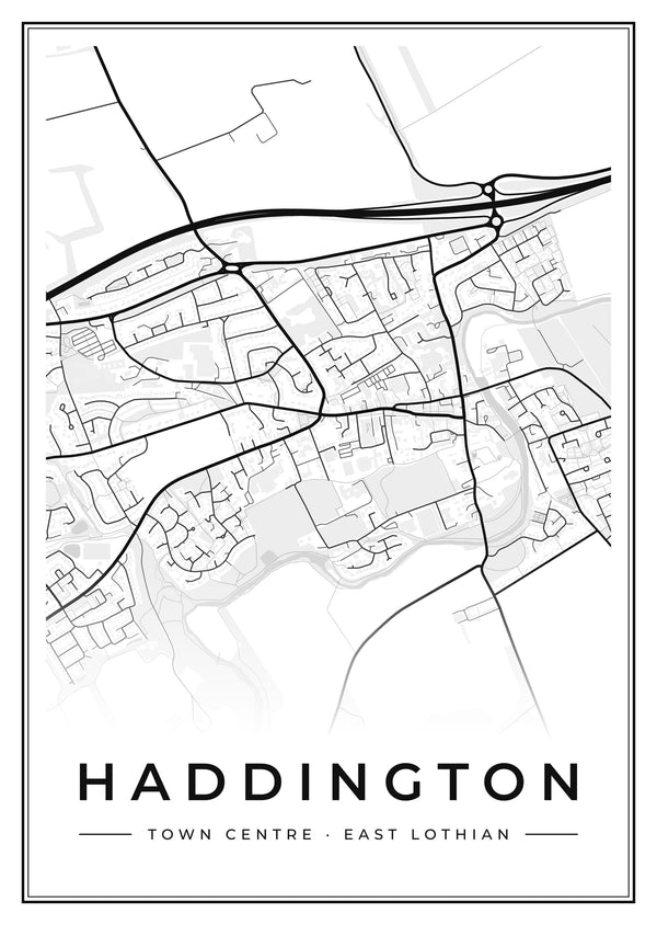 Haddington Town Centre Street Map Poster