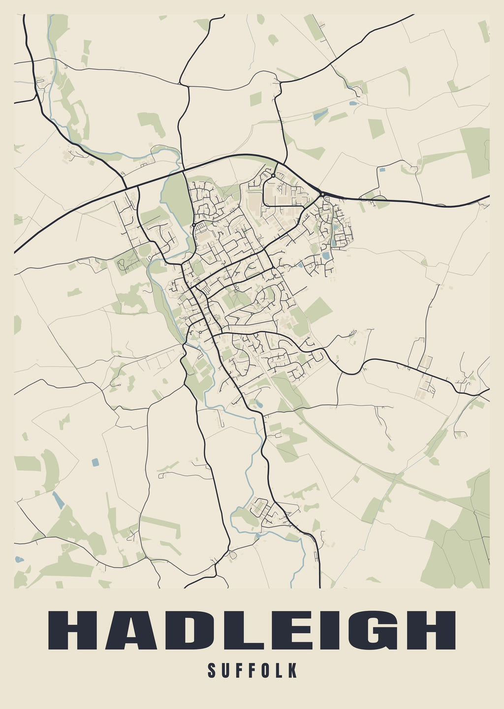 Street map poster of Hadleigh, Suffolk