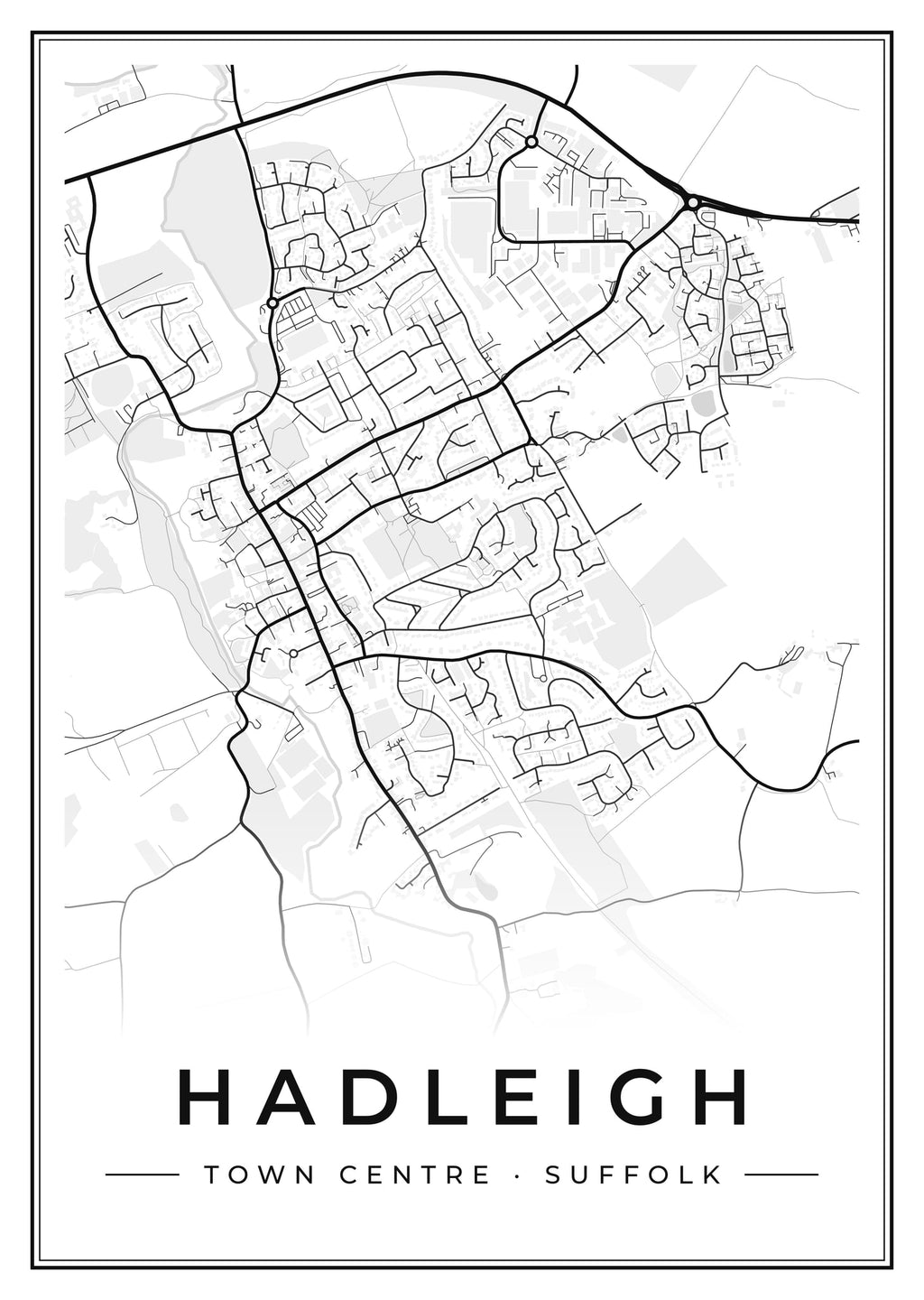 Street map poster of Hadleigh town centre, Suffolk