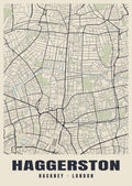 Heritage street map poster of Haggerston, Hackney, London