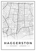 Street map poster of Haggerston, Hackney, London