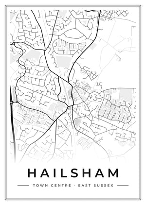 Hailsham Town Centre Street Map Poster