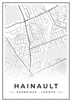 Street map poster of Hainault, Redbridge, London