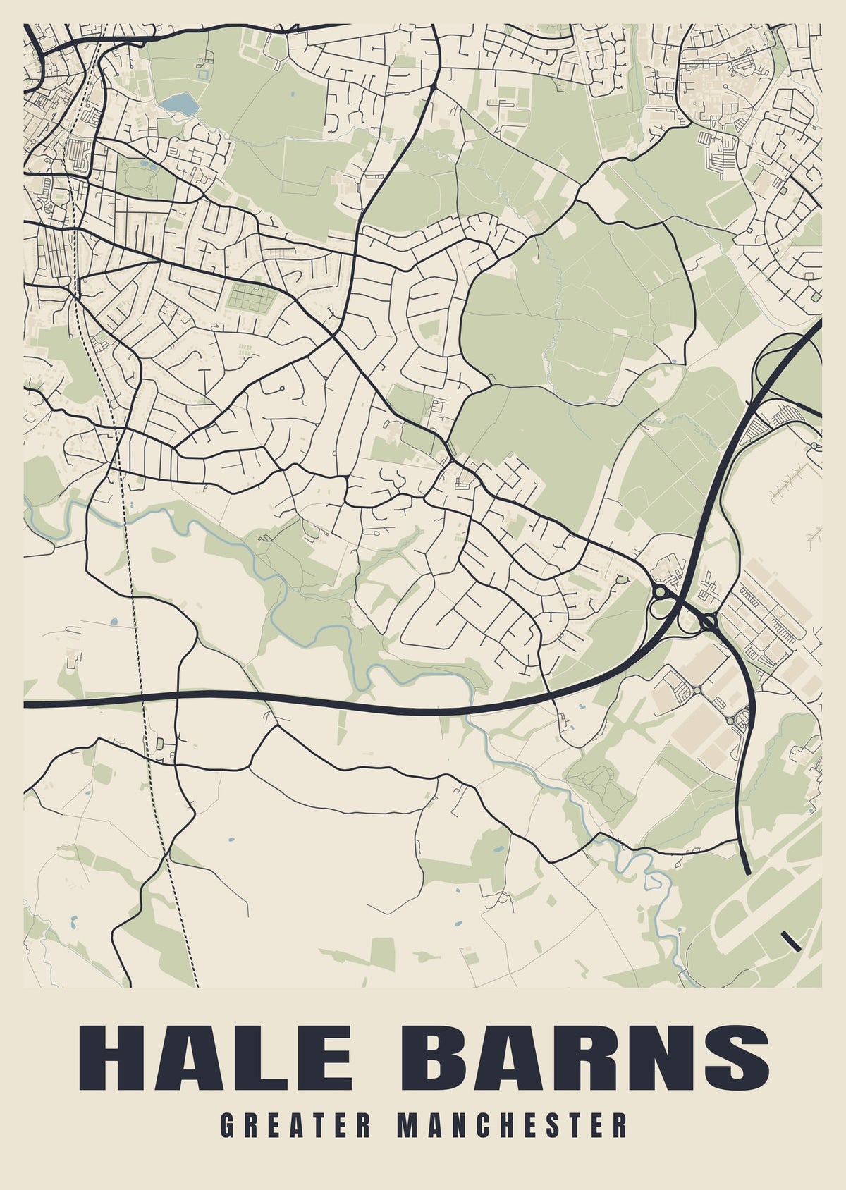 Street map poster of Hale Barns, Greater Manchester