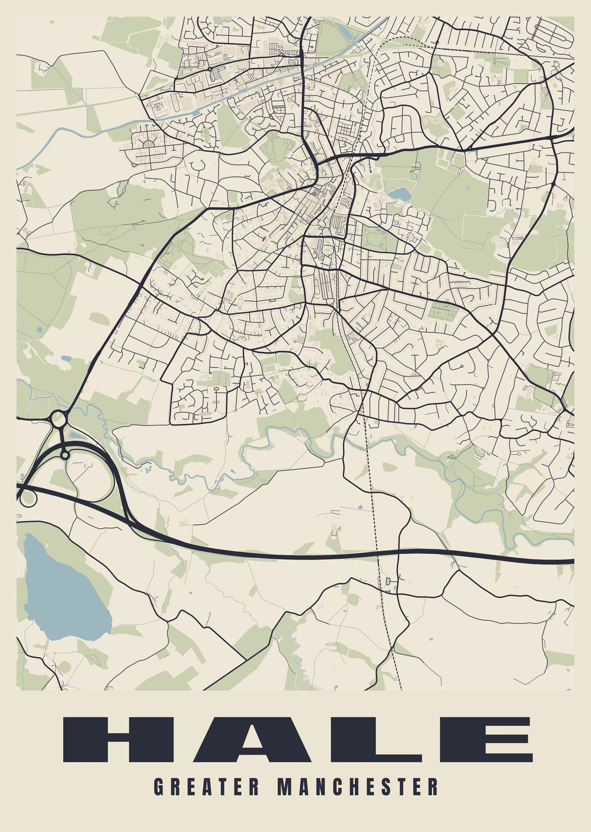 Street map poster of Hale, Greater Manchester
