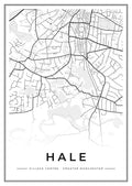 Street map poster of Hale village centre, Greater Manchester
