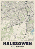 Street map poster of Halesowen, West Midlands