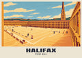 Piece Hall, Halifax poster, Retro Railway style