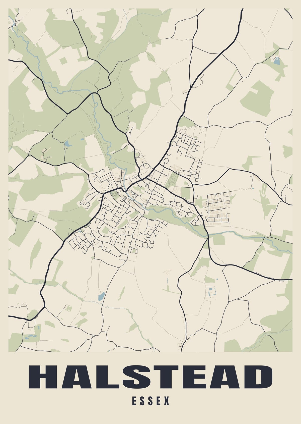 Street map poster of Halstead, Essex