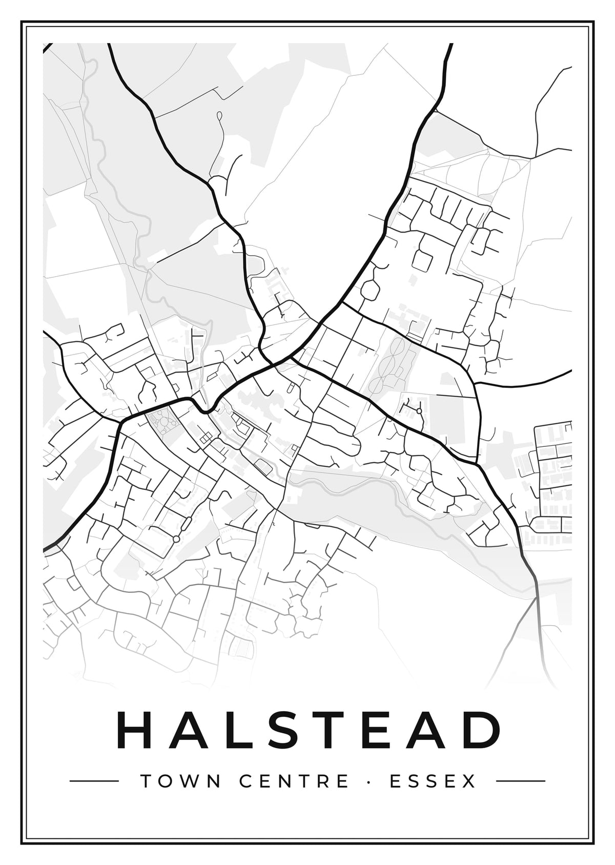 Street map poster of Halstead town centre, Essex