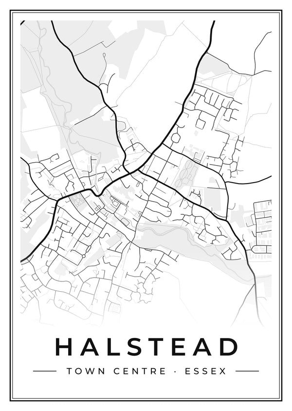 Halstead Town Centre Street Map Poster