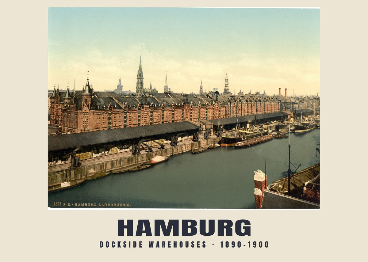 Dockside Warehouses, Hamburg, 1890–1900 heritage photograph