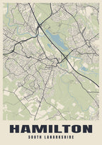 Street map poster of Hamilton, South Lanarkshire