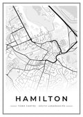 Street map poster of Hamilton town centre, South Lanarkshire