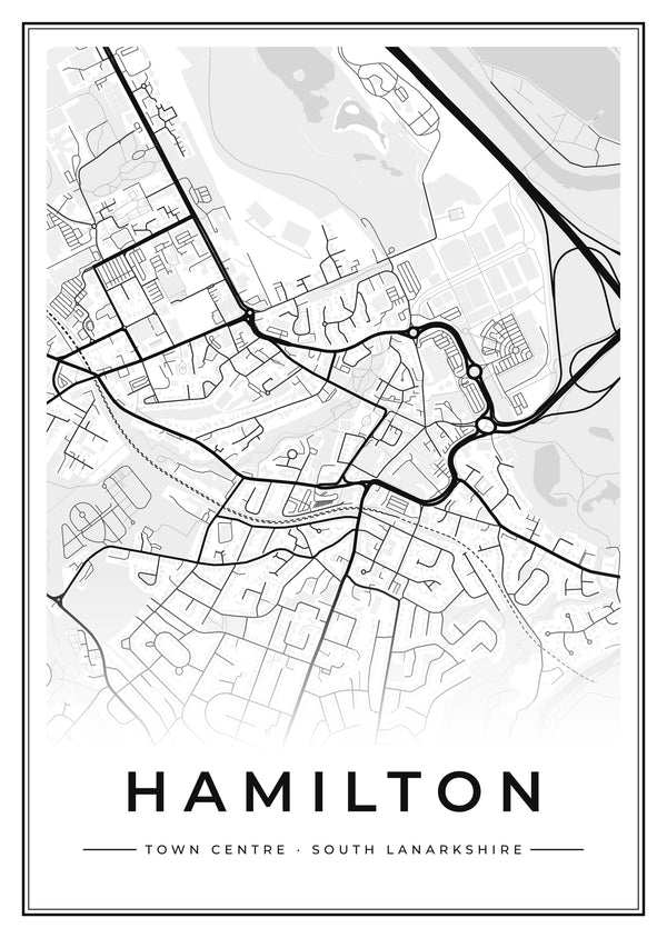 Hamilton Town Centre Street Map Poster