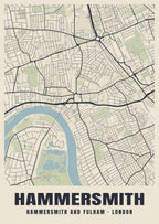 Heritage street map poster of Hammersmith, Hammersmith and Fulham, London