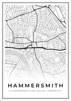 Street map poster of Hammersmith, Hammersmith and Fulham, London