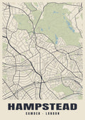 Heritage street map poster of Hampstead, Camden, London