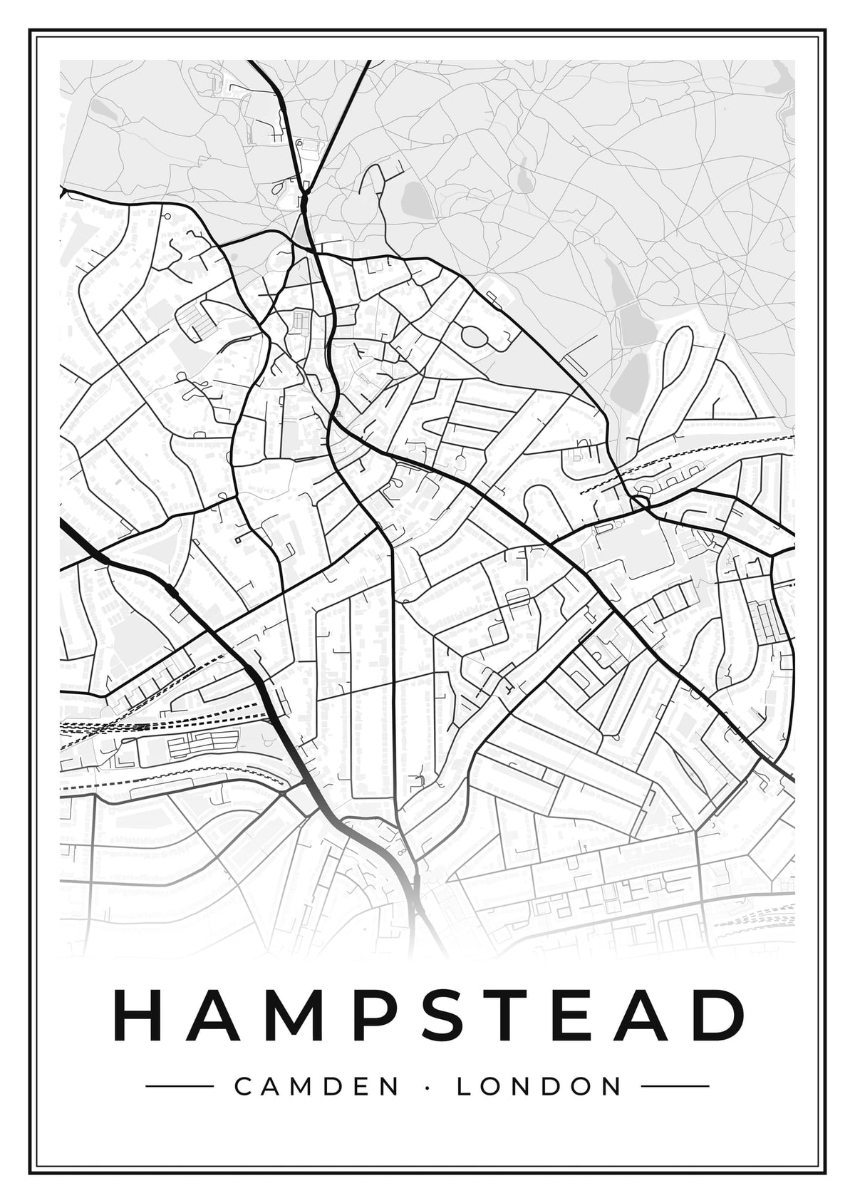 Street map poster of Hampstead, Camden, London
