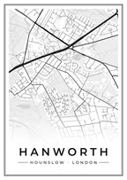 Street map poster of Hanworth, Hounslow, London